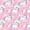 Cute unicorns pink feminine seamless pattern