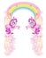 Cute unicorns, rainbow, pastel frame