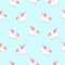 Cute unicorns sky blue seamless pattern. Fairytale pony child characters light vector background.