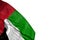 Cute United Arab Emirates flag with big folds lying in bottom left corner isolated on white - any feast flag 3d illustration