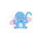 Cute upset baby elephant sitting and crying, funny jungle animal character vector Illustration
