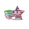 Cute usa star student bring book cartoon design character