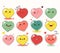 Cute Valentine heart in kawaii style. Collection of heart-shaped emoticons with different mood. Set of cute funny hearts with