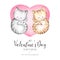 cute valentine s invitation with lovely cats vector illustration