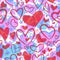 Cute valentine seamless pattern with hearts. Love theme. Weddi