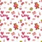 a cute Valentines bear seamless watercolor pattern