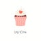 Cute Valentines day card with cupcake