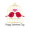 Cute valentines day glitter birds with gold birdcage