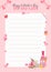 Cute valentines day to do list template with romantic element on pink background. Check list. Holiday flat style illustration for