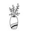 Cute vase with plant in doodle style