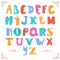 Cute vector alphabet on white background. Hand drawn le