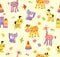 Cute vector baby background. Cartoon children pattern.