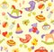 Cute vector baby seamless background. Cartoon children pattern.