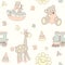 Cute vector baby seamless background. Cartoon children pattern.