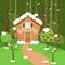 Cute Vector Background with Holiday Gingerbread House and Snow