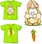 Cute vector bunny printed on shirt