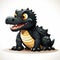 Cute Vector Cartoon Alligator Character In Dark Gray And Light Black