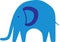 Cute vector cartoon animal. Blue elephant. Childish flat illustration