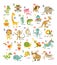 Cute vector cartoon baby animals english alphabet on white background. Vector illustration for kids education, language study. Chi