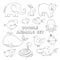 Cute vector cartoon doodle animals. Lovely sketch collection.