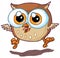 Cute Vector Cartoon Owl Mascot Jumping and Hooting