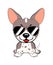 Cute vector cool dog, dog American Naked Terrier. in sunglasses