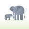 Cute vector elephant with baby elephant.