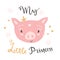Cute vector girly princess piglet. can be used for greeting card