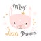 Cute vector girly princess rabbit. can be used for greeting card
