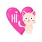 Cute vector greeting card with cat. Template for St. Valentine s Day. Enamored kitten. Template for design, print.