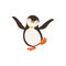 Cute vector Happy Penguin Toon Character Dancing With Its Eyes Closed On A White background