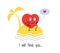 Cute vector heart character. Romantic Valentines Day design. Find your love. I miss you. I am waiting for you. Palm tree