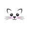 Cute vector illustration of a cat head, drawing of a cat muzzle, ears and whiskers