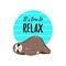 Cute vector illustration. Funny cartoon sloth lying