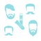 Cute vector illustration of men hairstyles, beards, mustaches, t