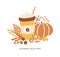 Cute vector illustration Pumpkin spice latte.