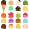 Cute Vector illustration set of ice cream scoop, many colorful f