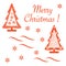 Cute vector illustration of stitched Christmas tree decorated wi