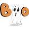 Cute vector illustrations Halloween Cartoon letters Boo and scared ghost Easy for stickers, invitation, icons, print