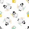 Cute vector Kawaii penguin chicks with scholar hats,pencils, notebooks on white backdrop. Scattered cartoon emperor baby