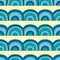 Cute vector mosaic rainbow seamless pattern background. Rows of tile effect blue rainbows on pastel yellow backdrop