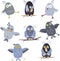 Cute vector owl characters showing different species. Vector illustration