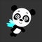Cute vector panda. Panda in love. Gray background. Flat design. Vector.