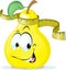 Cute vector pear smiling with tape measure - vector illustration