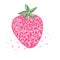 Cute vector pink sketch textured strawberry