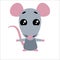 Cute vector rat. Cartoon hug character. White background. Flat design. Vector.