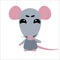 Cute vector rat. Rat thinks. White background. Flat design. Vector.