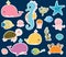 Cute vector sea animals stickers