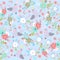 Cute vector sealion with flower seamless pattern