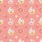 Cute vector seamless pattern with kawaii sweets - cupcakes, milkshakes, donuts. pattern in pink colors in flat style